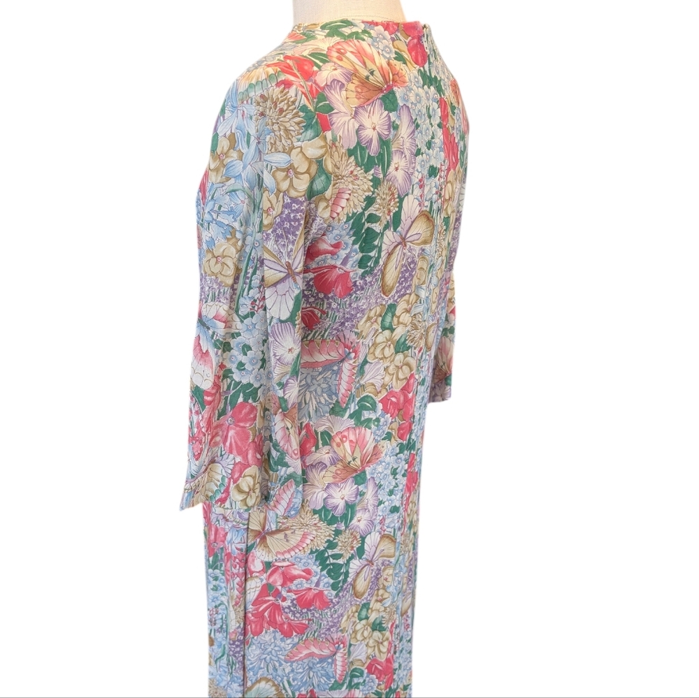 Loungewear By Tiffany 70s Empire Waist Prairie Butterfly Gardens. 11/12. Medium - Picture 9 of 16